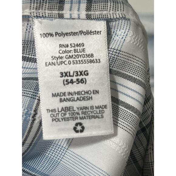 GEORGE Mens 3XL Blue And White Plaid Big And Tall Button Down Shirt NWOT. - Picture 8 of 9